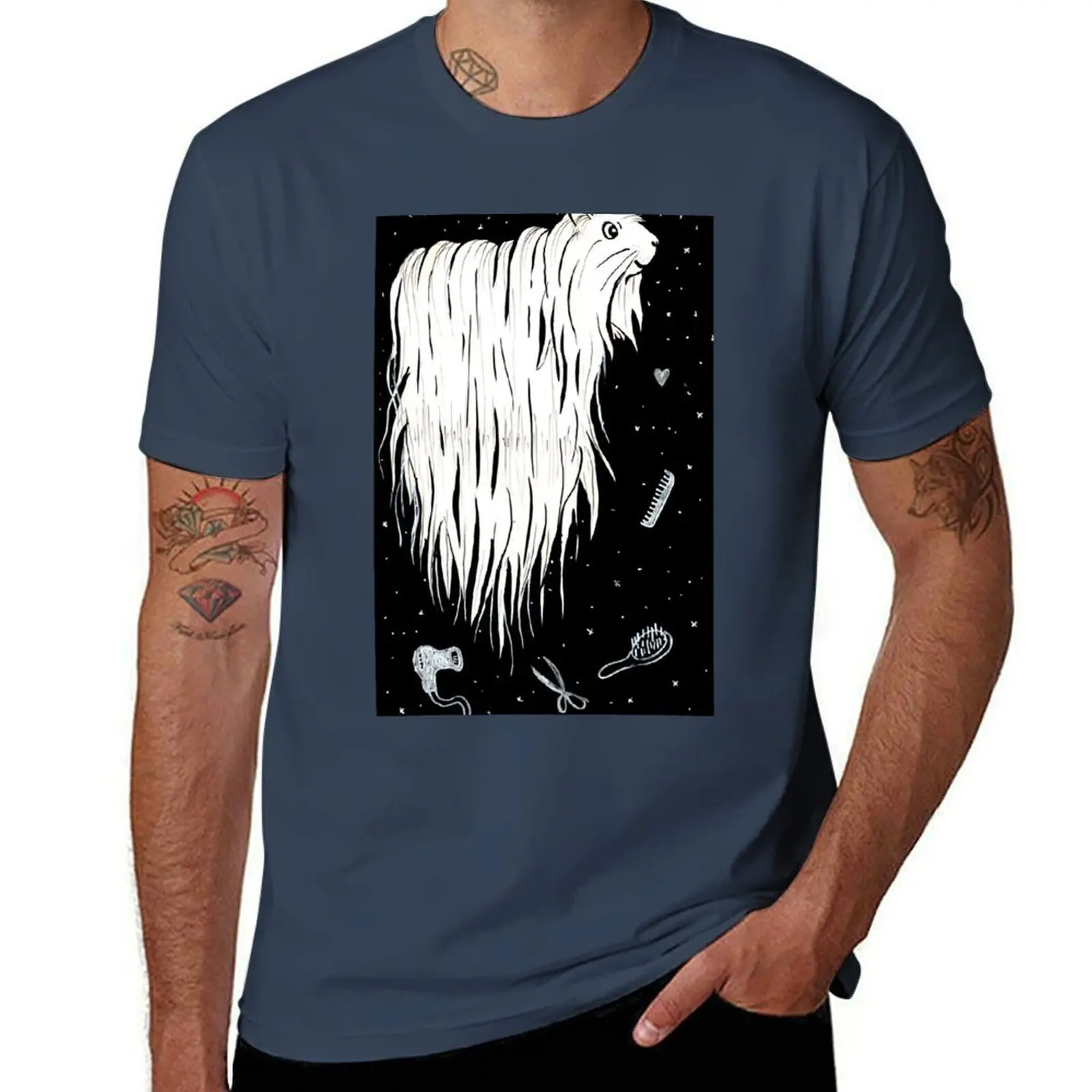 Long Hair Guinea Pig T-Shirt Simple Graphic Design T-Shirt