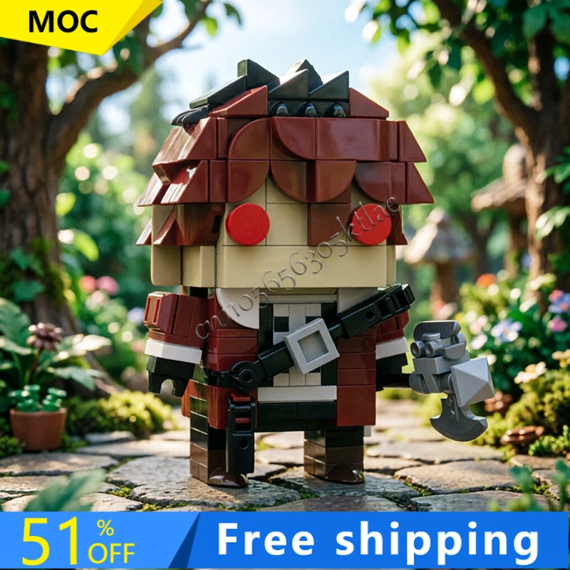 

209 деталей MOC, модель знаменитого киноперсонажа: рыжеволосый воин, конструктор, игрушки для самостоятельной сборки, подарки на день рождения для детей