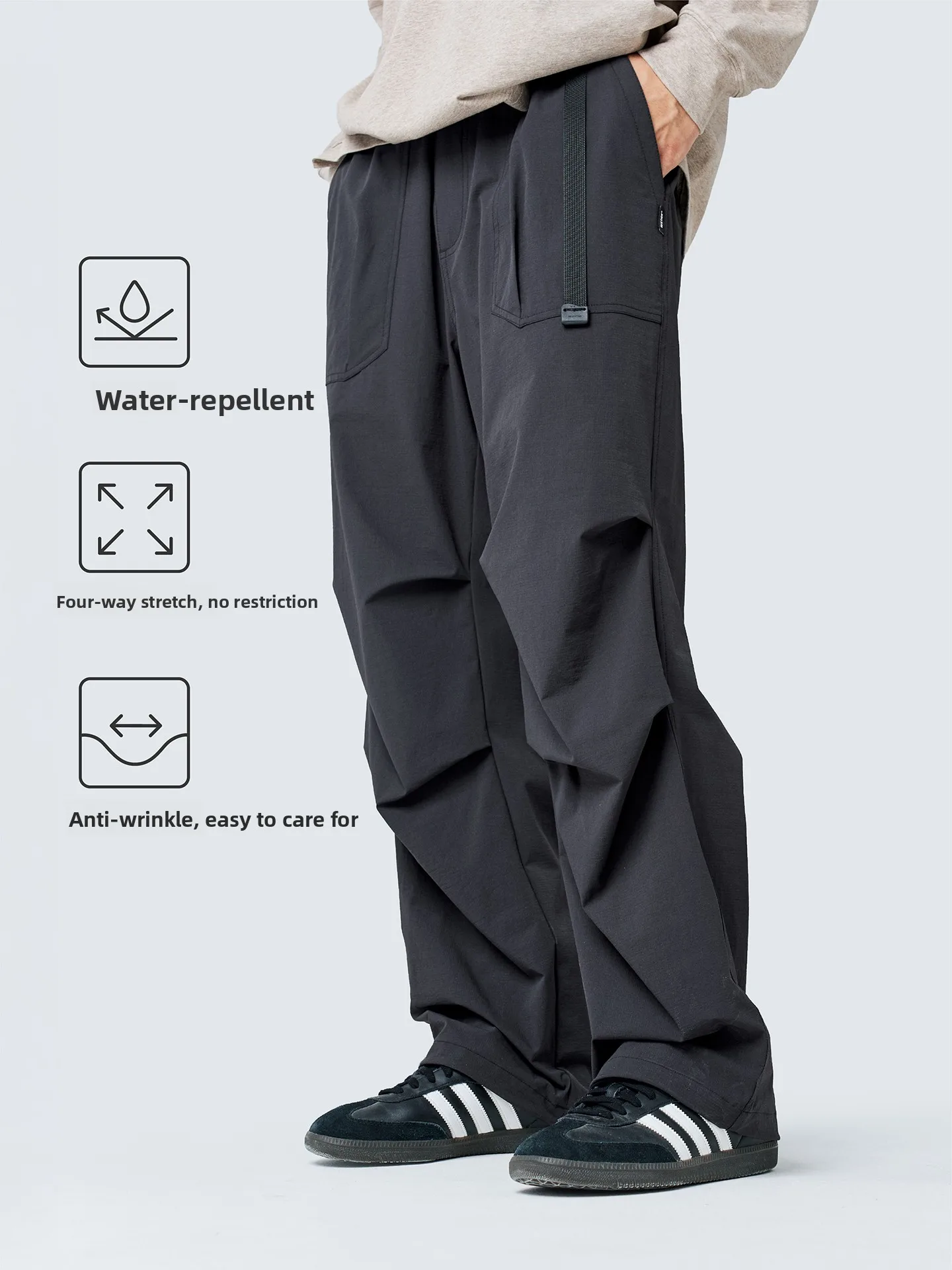 

Outdoor Men's Elastic Soft ell Casual Pants Straight Leg Anti-Wrinkle Waterproof Spring Autumn Resti Tactical Workwear