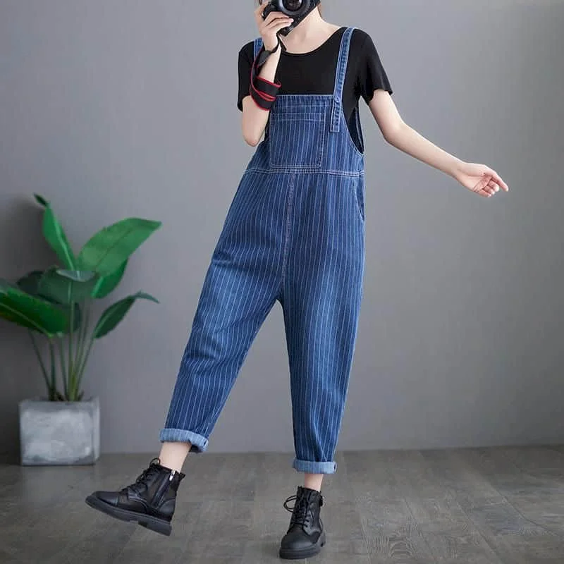 

Denim Jumpsuits for Women Loose Korean Fashion Harajuku Straight Pants One Piece Outfits Women Rompers Casual Vintage Playsuits