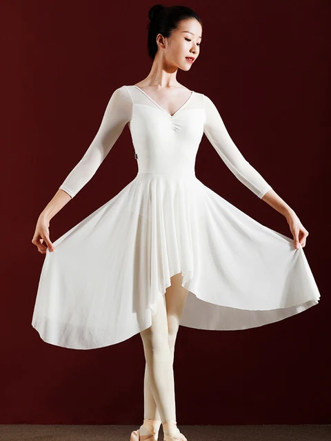 Sukienka baletowa Klasyczny kostium taneczny Długa liryczna współczesna sukienka Koronkowa balerina Dancewear Ubrania do tańca Damska spódnica