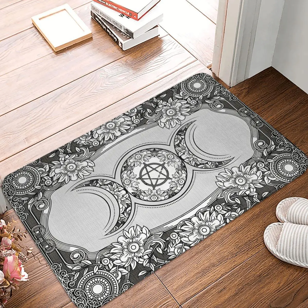 Triple Moon Triple Goddess Ornament Viking Non-slip Doormat Carpet Living Room Bedroom Mat Prayer Indoor Decorative