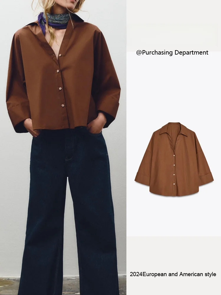 

Spring New Arrival Women's irt Single Button Wide Sve Comfortable Long Sve Collar Silk Gauze Casual Busin irt