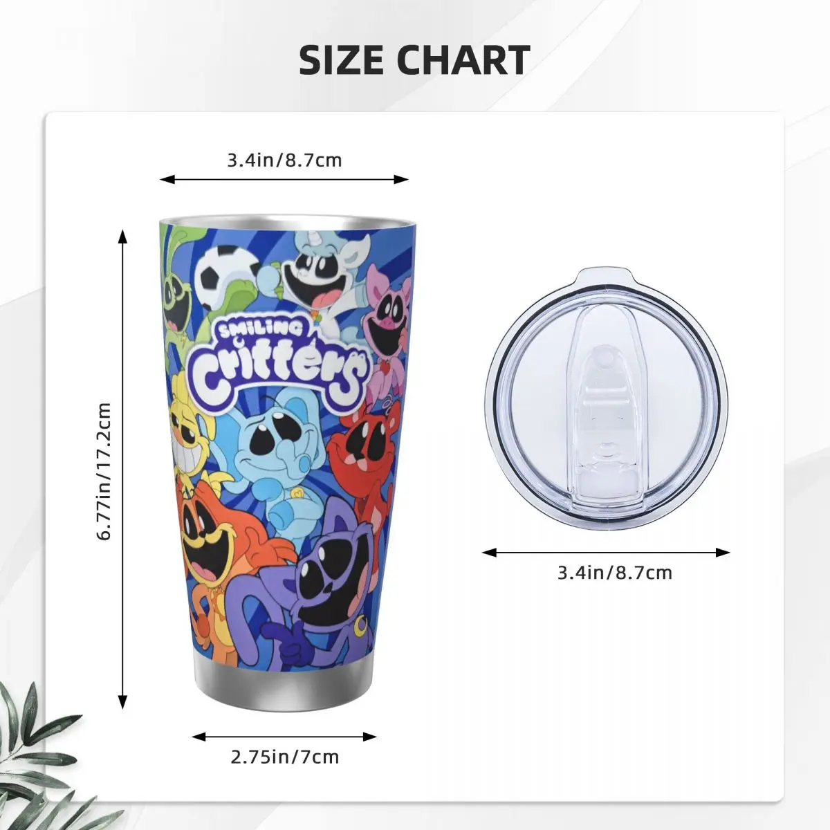 Smiling Critters Stainless Steel Tumbler Vacuum Insulated Mug Thermal Cold Bottle Straws With Lid 20oz