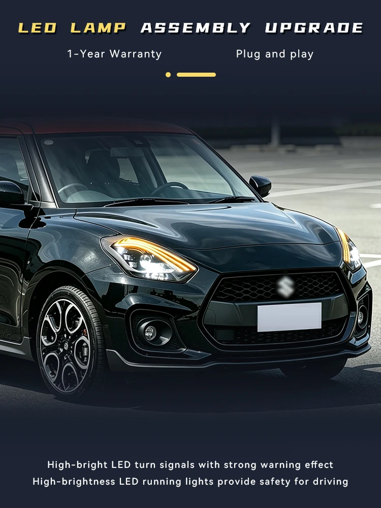 Car Styling For Suzuki Swift 2017-2023 Front Lamp DRL Headlight Turn Signal Highlight Upgrade LED Bulbs Projector Lens Auto