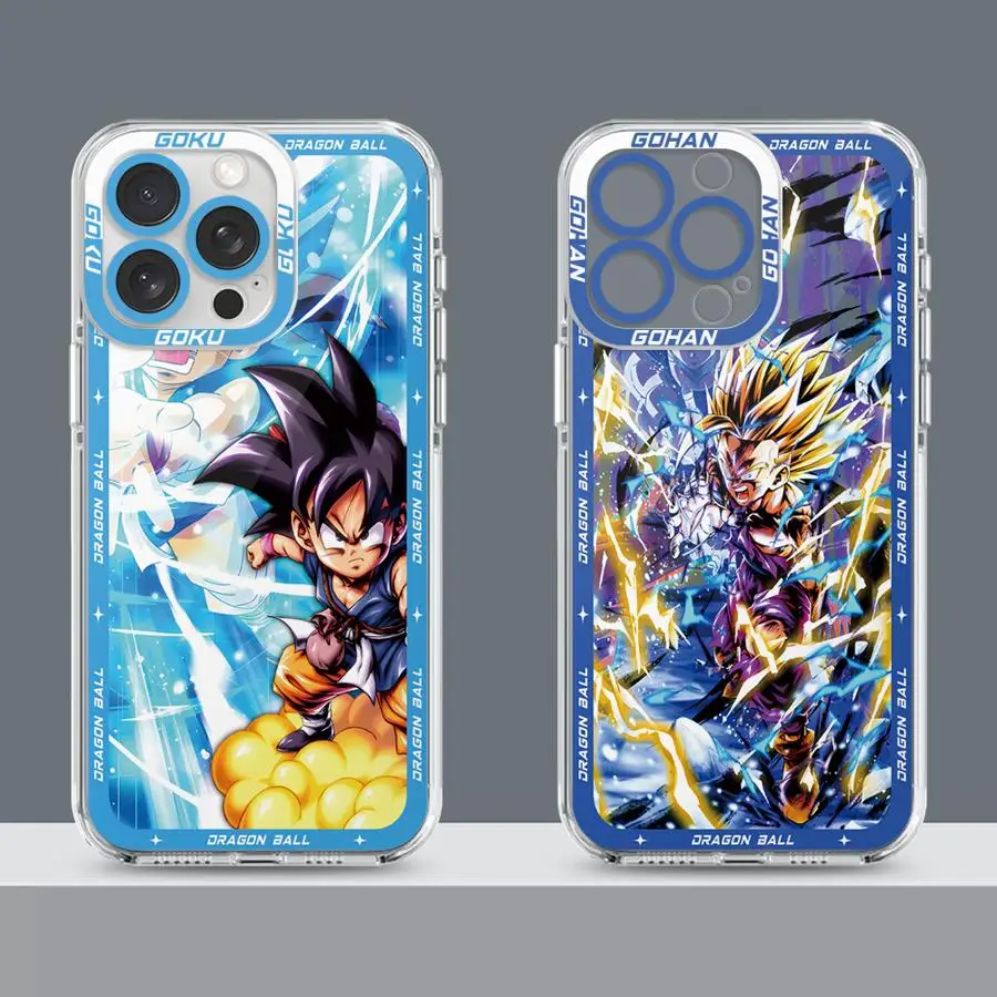 Lindo Gohan y Goku Dragon Ball funda de teléfono transparente para iPhone XR 16 15 14 Plus 12 Mini 13 12 11 Pro MAX 16e 7 8 17 Air