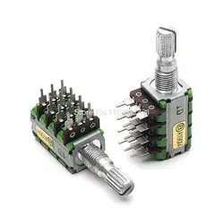 1 Piece 12 Type Precision Potentiometer 4 Link 12 Pin A10K*4 Speaker Audio Volume Potentiometer Shaft Length 20MM