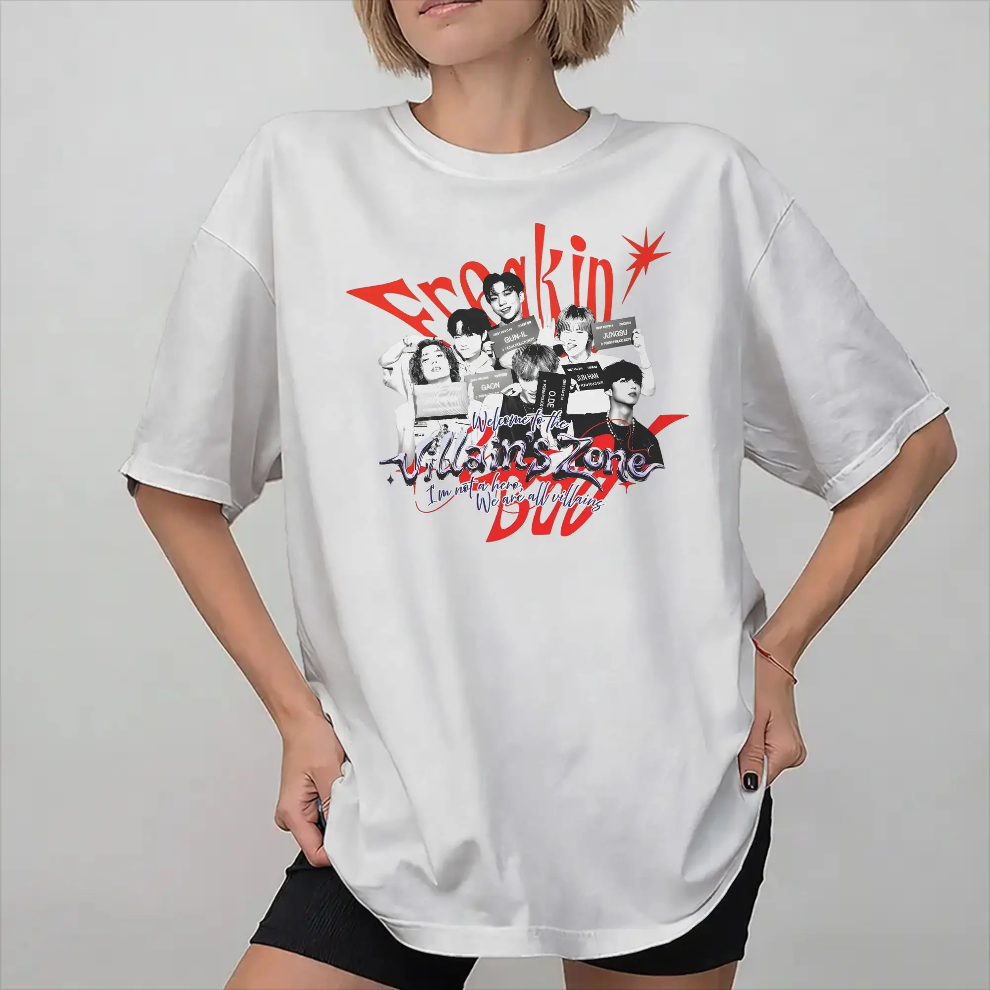 Xdinary Heroes - Freaking Bad Villain's Zone  Graphic Printing T Shirts for Men Women  Cotton  Tee Shirt Clothing