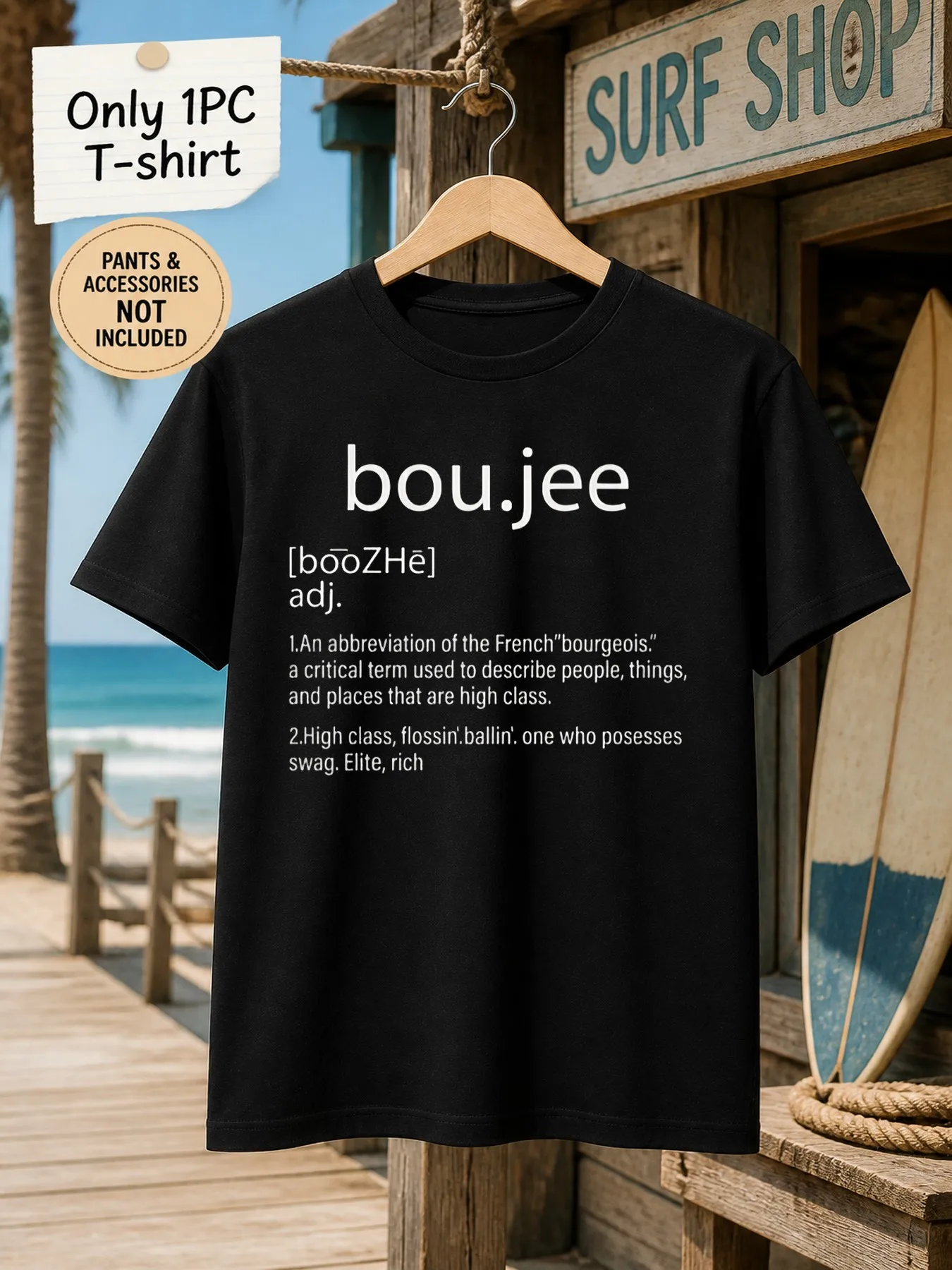 1pc Men'S Graphic T-Shirt Boujee High Class Elite Rich Short Sleeve Crew Neck [Solely 1pc T-SHIRT]