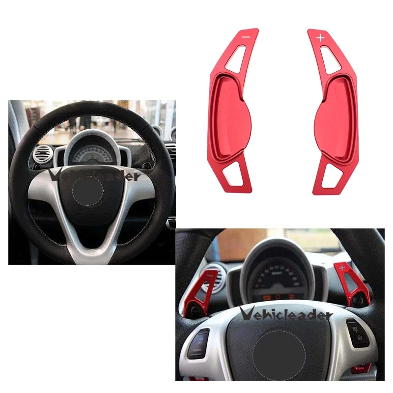 2Pcs Car Steering Wheel DSG Shift Paddles extension shifters Stickers For Benz Smart 451 453 Fortwo 09-17 Forfour 2015-2017