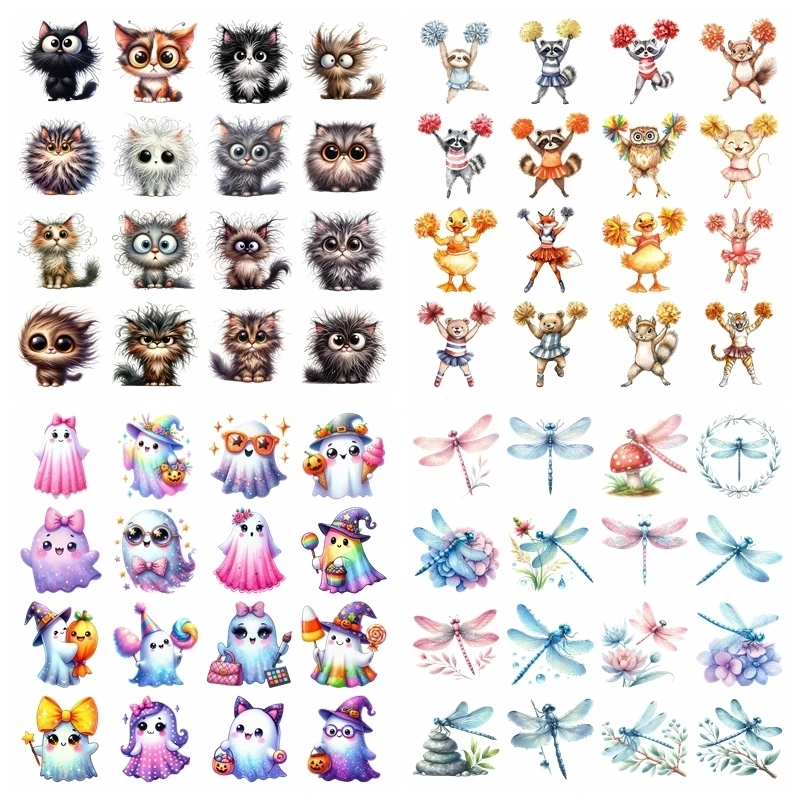 Cartoon Dancing Animals set heat transfer iron on printing vinyl stickers T-shirt stickers DIY Toy doll clothing decoration