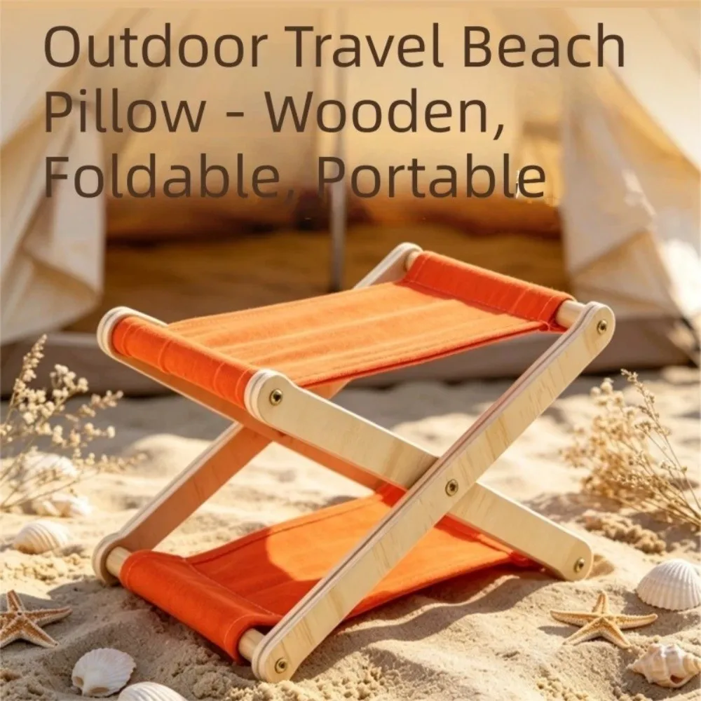 Compact Folding Wooden Beach Pillow Adjustable Height UV Resistant Canvas Lounge Headrest Ergonomic Sunbathing