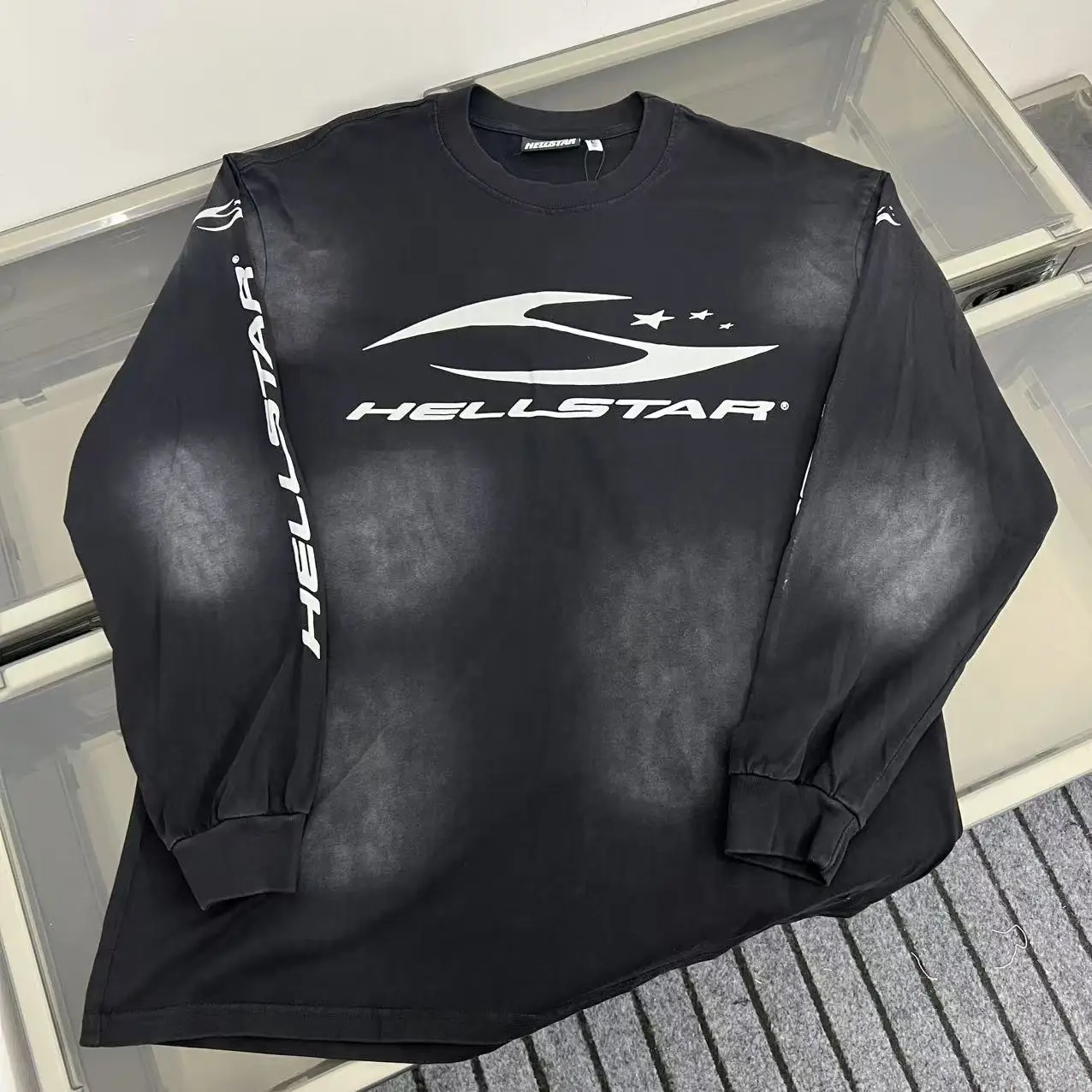 

Retro Waed Pure Cotton Long Sve T-irt ex Base irt Hell Beau Trendy Star Print Casual round Ne Top for Autumn