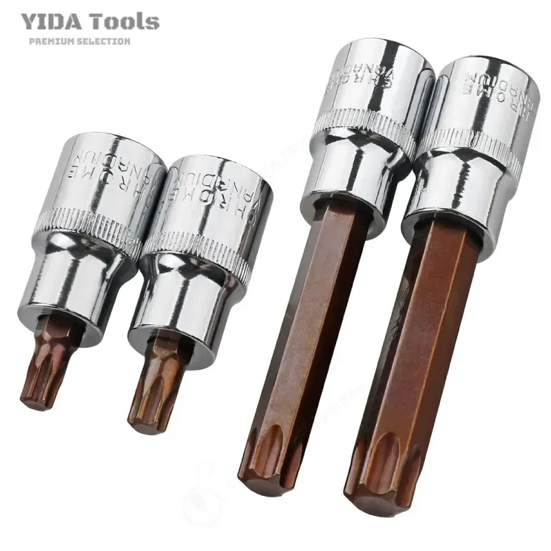 T30 T40 T50 Inner Hex Flower Sleeve Bit Set Extended Length Electric Wrench Auto Repair Tool Batch