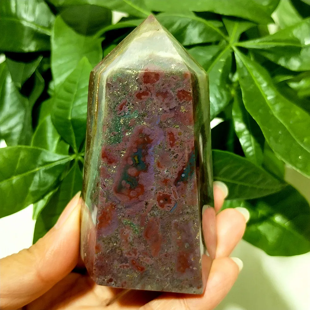 Natural Pretty Ocean Jasper Stones Tower Wand Point Energy Meditation Spiritual Healing Feng Shui Crystals Room Decortion