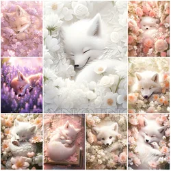5D DIY Diamond Painting Fox Flower Rhinestone Mosaic Animals Diamond Embroidery Cross Stitch Handmade Gift Wall Decor