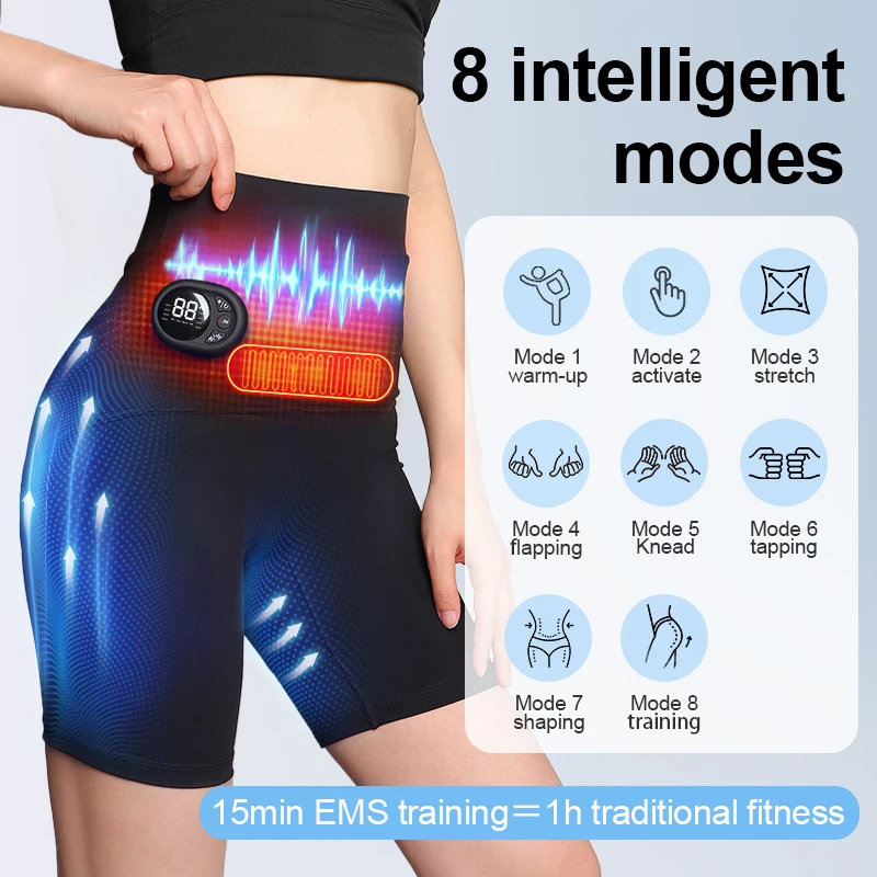 New EMS Sports Fitness Pants 6 Zone Conductive Heating Pulse Abdomen Yoga Massage Pants Seamless Shaping Yoga Pants