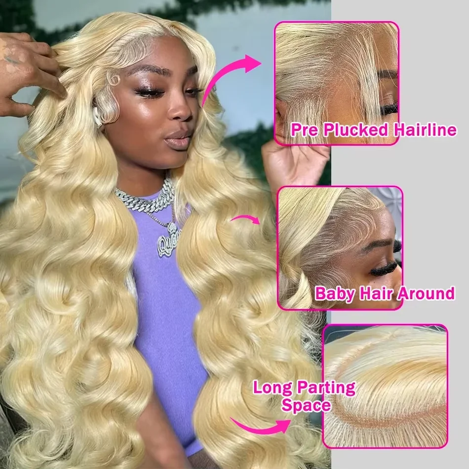 Blonde 613 Hd Lace Frontal Wig 13x6 Human Hair Wig Body Wave 13x4 Transparent Lace Front Wig Pre Plucked For Women 200 Density