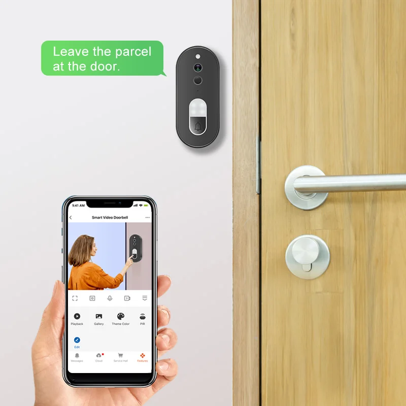 Tuya 1080P HD Wireless WiFi Video Doorbell Smart Home Security Camera Two Way Audio Night Vision Motion Detection IP65Waterproof view 3