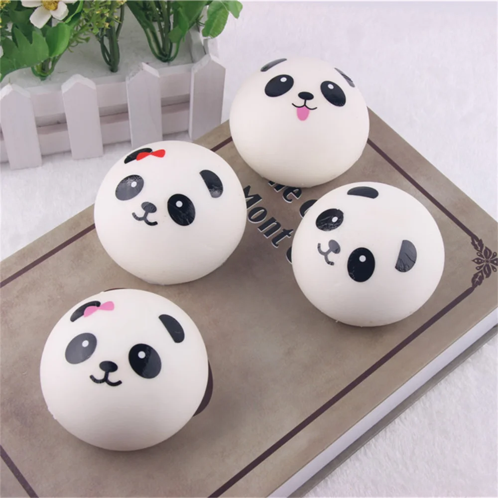 4cm/7cm/10cm Squishy Chinese Panda Bun Stress Reliever Ball Slow Rising Decompression Toys PU Key Chains Keychain Kids Gift