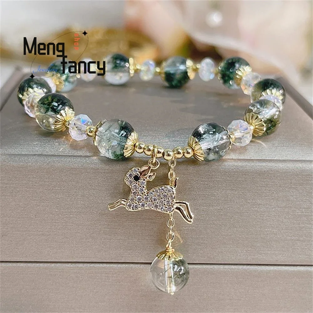 

Natural Niche Design Green Forest Crystal Deer Pendant Strings for Girlfriends Gift Elegant High-grade Bracelet Fashion Jewelry