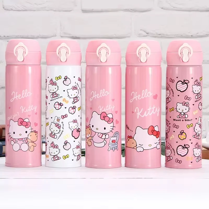 

Cartoon Sanrio Hello Kitty Water Bottle Cute Figure Portable Coffee Cup Stainless Steel Insulated Mug Woman Birthday Gift