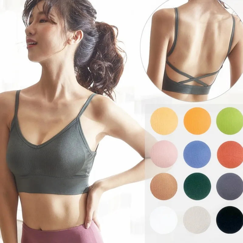 Women Tube Top Seamless Bra Crop Top Solid Color Sports Sexy Lingerie Active Bra Tops Underwear With Removable Pads