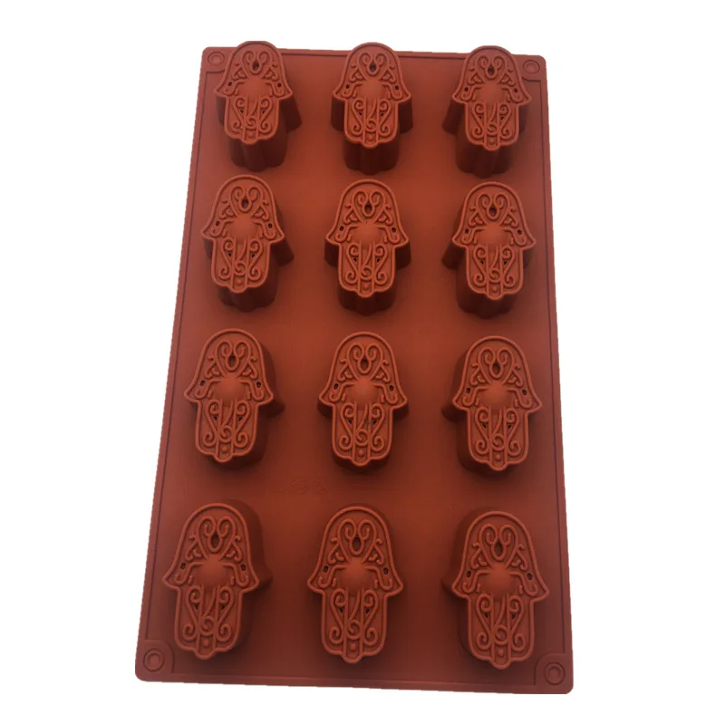 12 Holes Mini HAMSA Lotus in The Palm Soap Khamsah DIY for Soap Making Hand of Fatima Mascot Mold M085