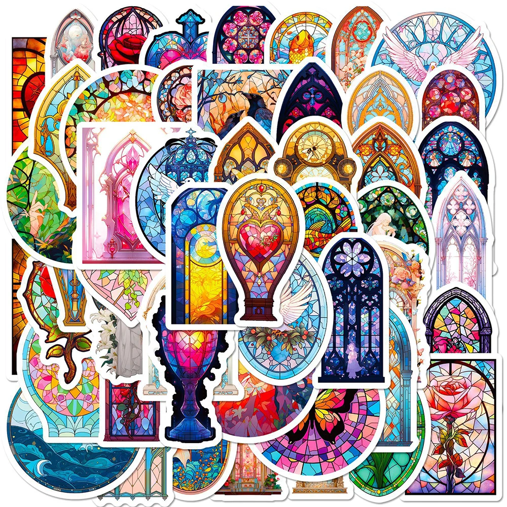 

10/30/50PCS Cool Glass Window Art Cartoon Stickers Aesthetic Cartoon Decoration Decals DIY Scrapbook Laptop Phone Decal Sticker