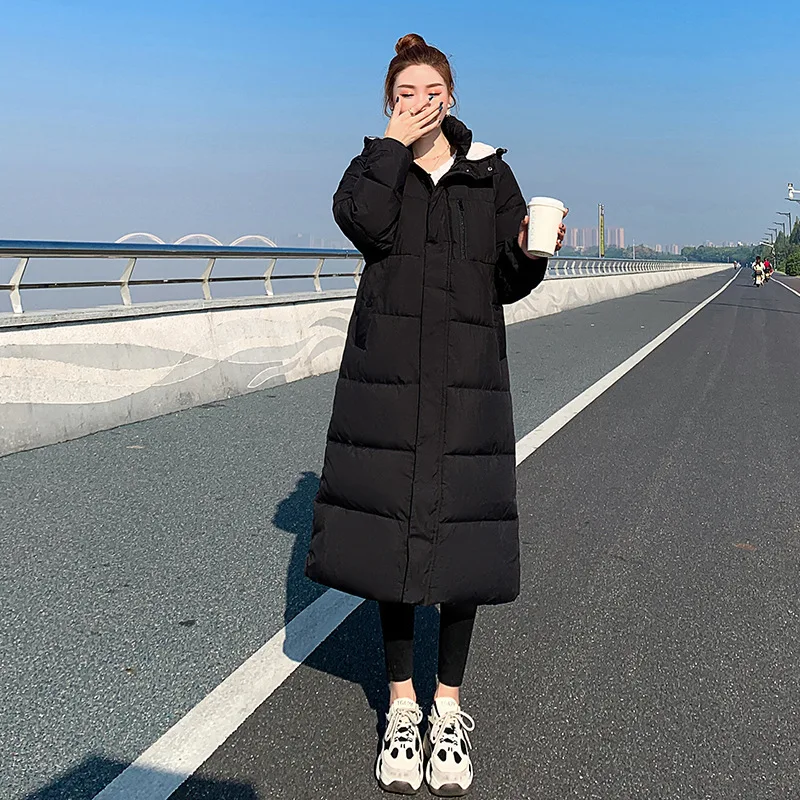 British style winter coat women\'s winter lengthened 2022 new loose Korean style thickened over-the-knee long cotton coat