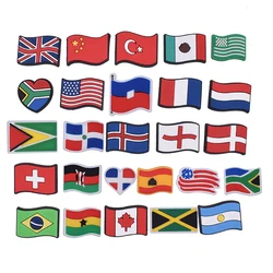 Single Sale 1 Piece National Flag Pins For Croc Shoe Charms Accessories Cute PVC Clog Decoration Croc Pin Bracelet Kids Gifts