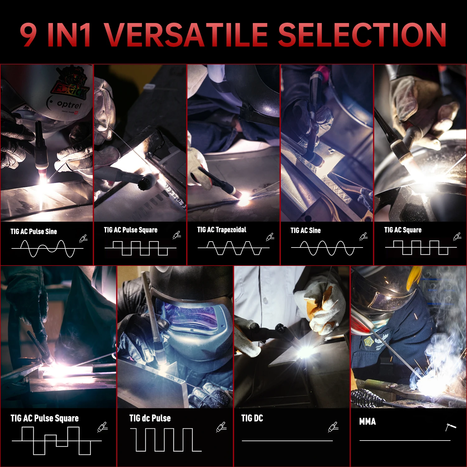 ANDELI 2025 New Arrival  LCD Tig-250 Pro 9 in 1  AC DC HF TIG Pulse Cold MMA Multifunctional Aluminium TIG Welding Machine