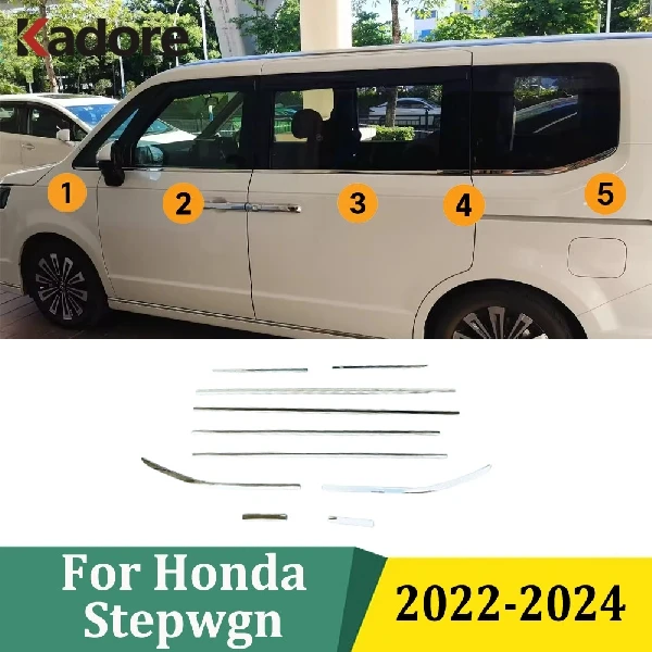 

For Honda Stepwgn 2022 2023 2024 Stainless Steel Lower Side Door Window Bottom Strips Trim Car Exterior Sticker Accessories