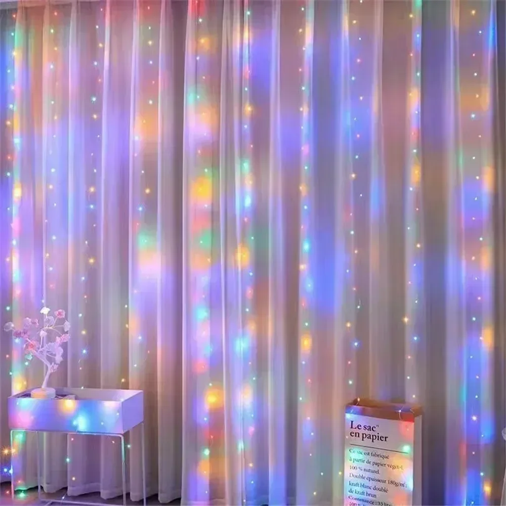 Christmas USB Curtain String Fairy Lights 8 Mode 6/3M LED Garland Remote For Party Garden Home Wedding Decoration New Year 2025