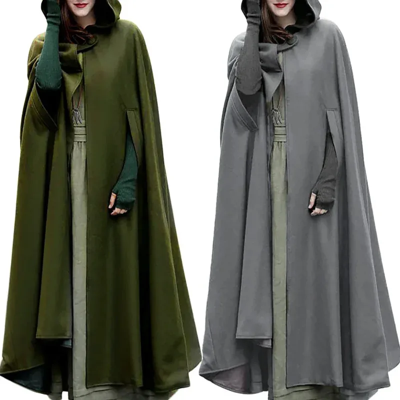 

Assassins Cosplay Vintage Medieval Gothic Retro Hooded Cloak Thin Coat Women Vampire Devil Capes Pirate Robes Halloween Carnival