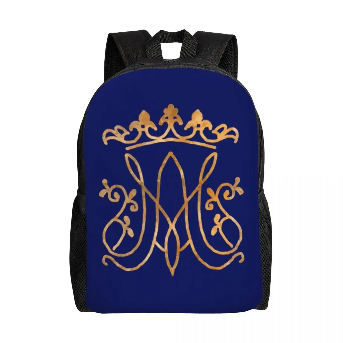 

Personalized Ave Maria Monogram Backpacks Men Women Basic Bookbag for School College Catholic Jesus Bags