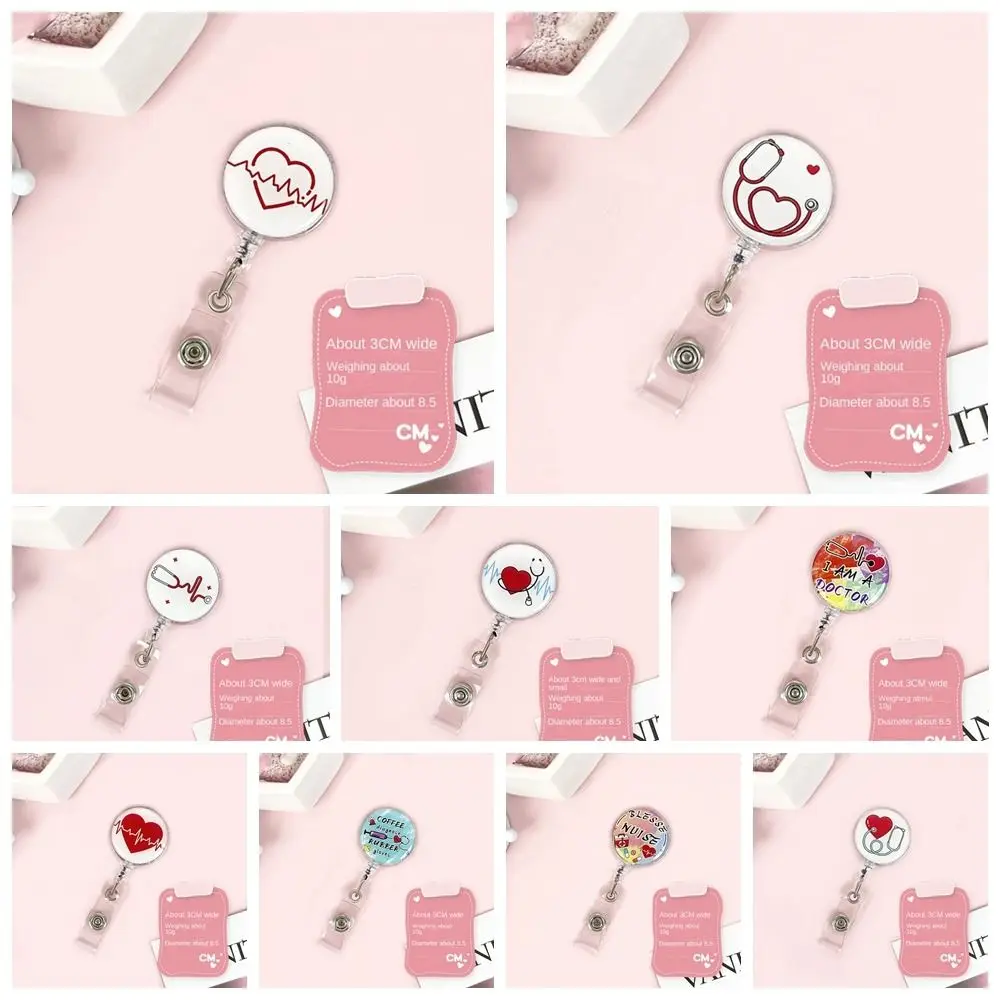 ง่ายต่อการดึงหัวเข็มขัดพยาบาล Retractable Badge Reel เรียบง่ายแฟชั่นพยาบาล ID Card คลิป ID Card อุปกรณ์เสริมน่ารัก