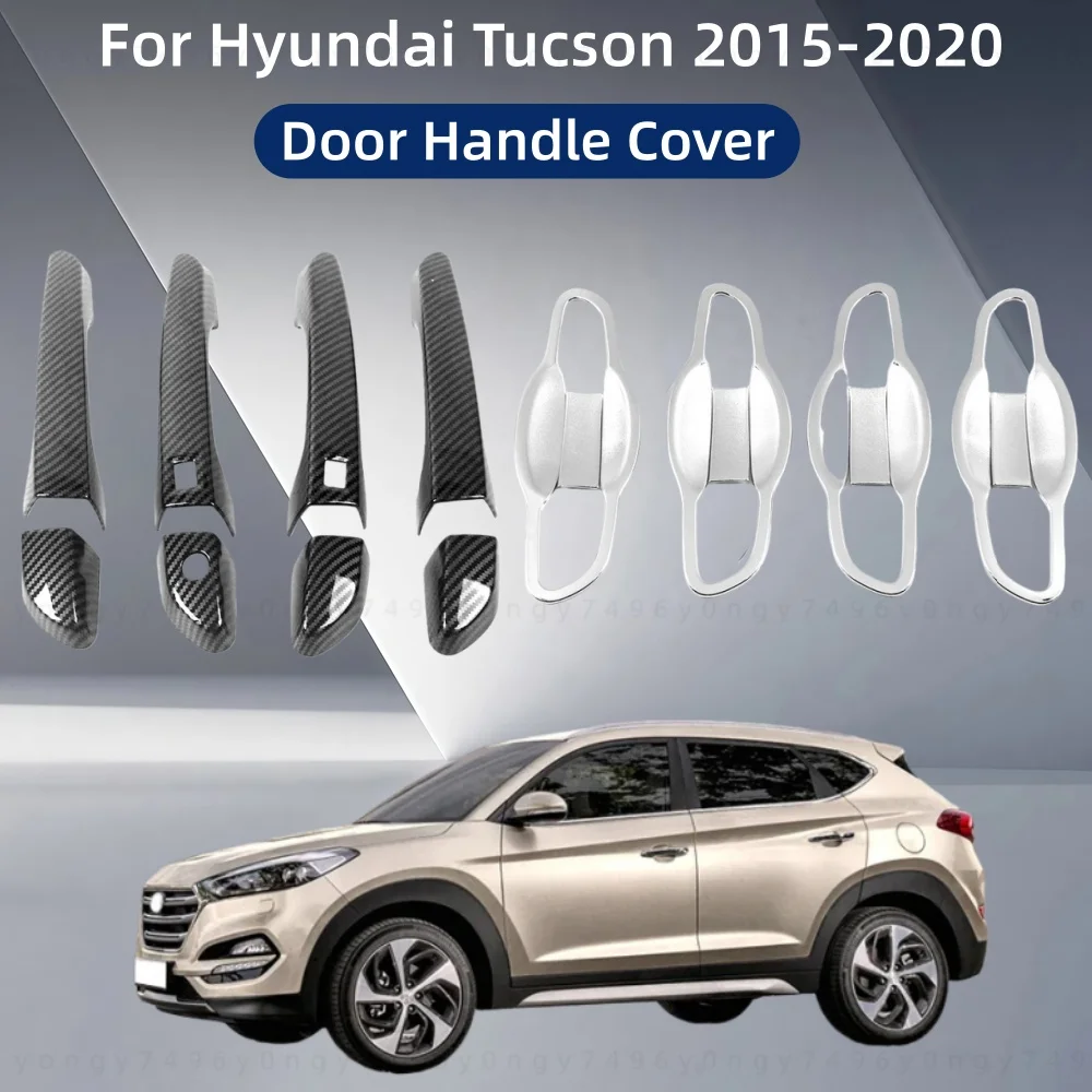 

Car Upgrade Sticker ABS Gloss Black Accessorie Plated Exterior Door Handle Cover Trim Paste Style For Hyundai Tucson 2015-2020