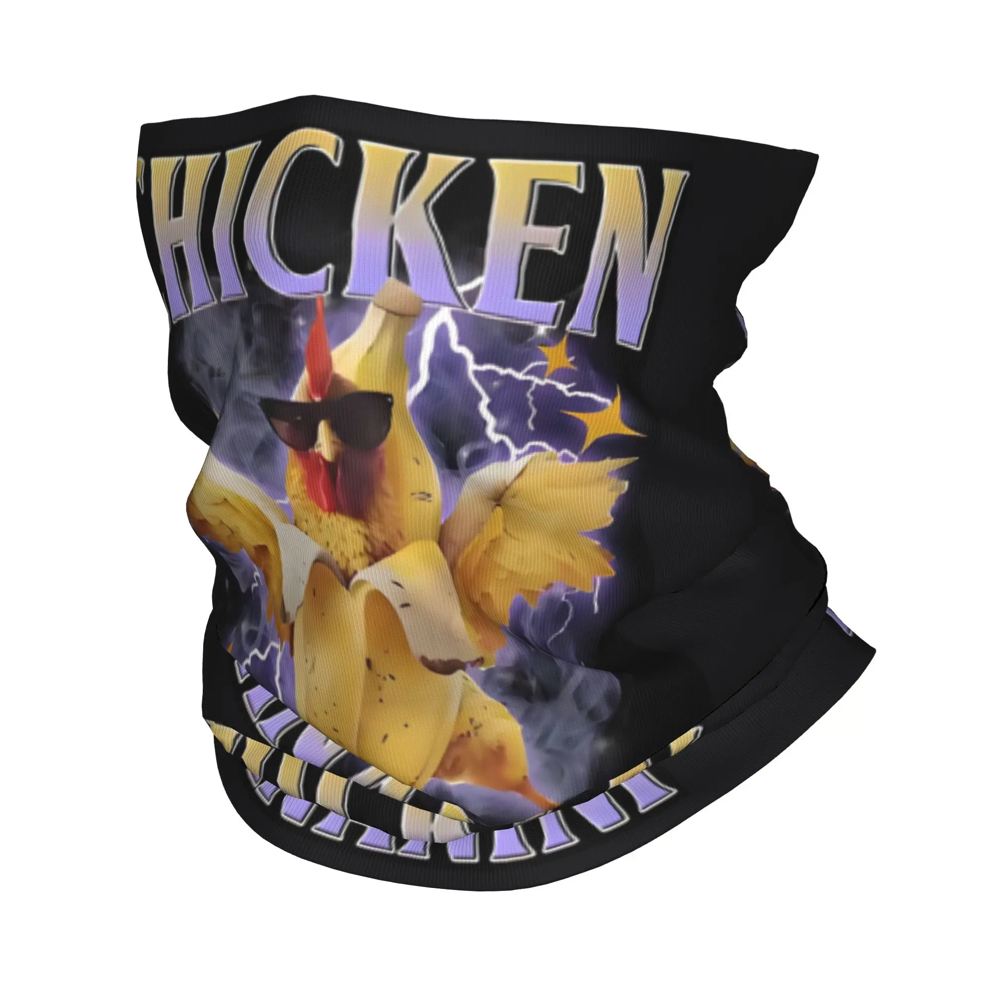 

Custom Meme Chicken Bananini Bandana Neck Gaiter for Hiking Camping Men Women Wrap Scarf lightning Animation Headband Warmer