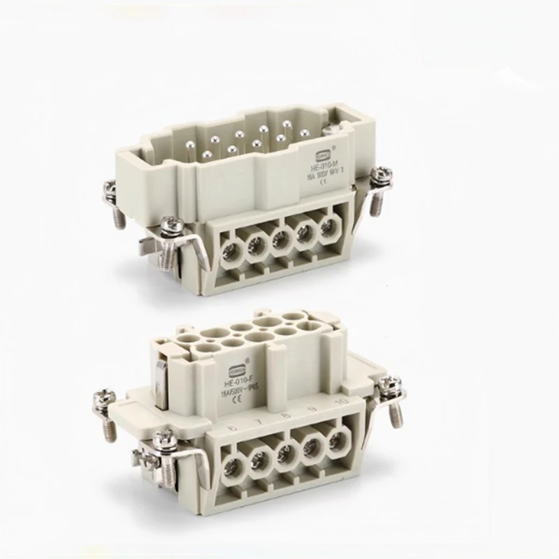 HDC-HE-010 core Heavy-duty Male Connector HE-010-M and Female Connector HE-010-F 16A 500v 10 Pin aviation plug core