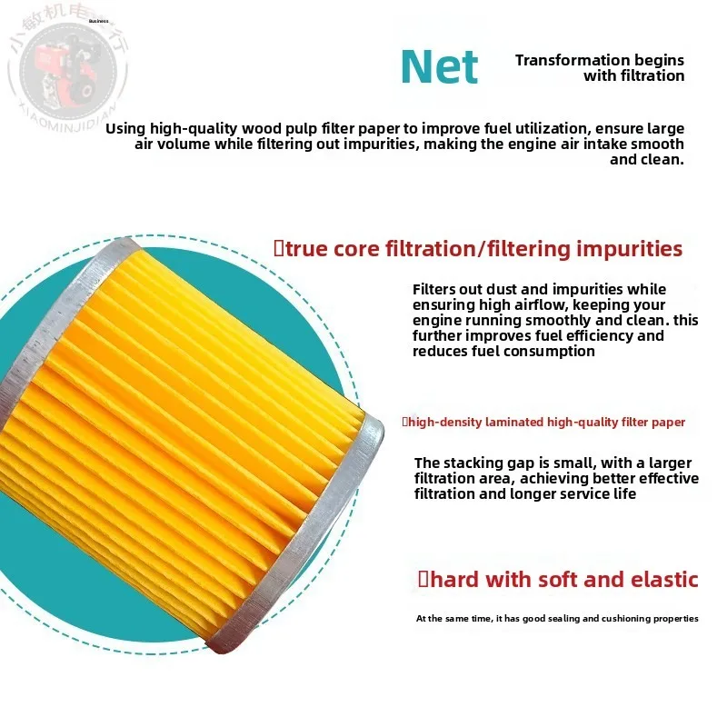 Air-cooled horizontal 4HP diesel engine water pump accessories top model steam to firewood 168F 170F air filter element