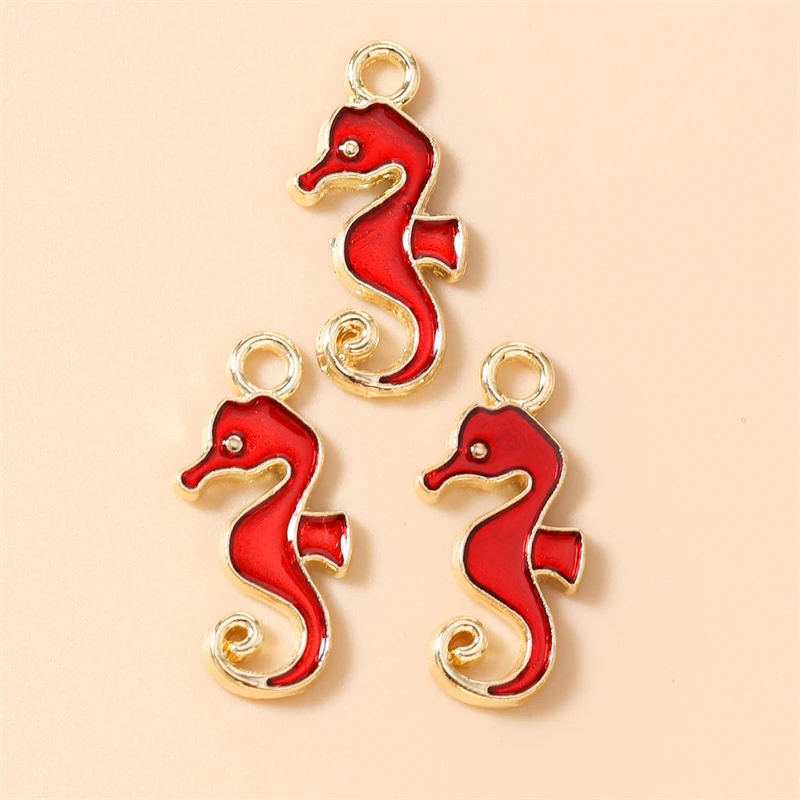 20 Stück 10x22mm Cartoon Tier Charms Emaille Seepferdchen Charms Anhänger für Schmuckherstellung Halsketten Ohrringe DIY Bastelzubehör – Detail 5