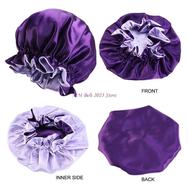

49ME Атласная ночная шапочка для ухода за волосами для женщин и девочек, двусторонняя ночная шапочка для головы C