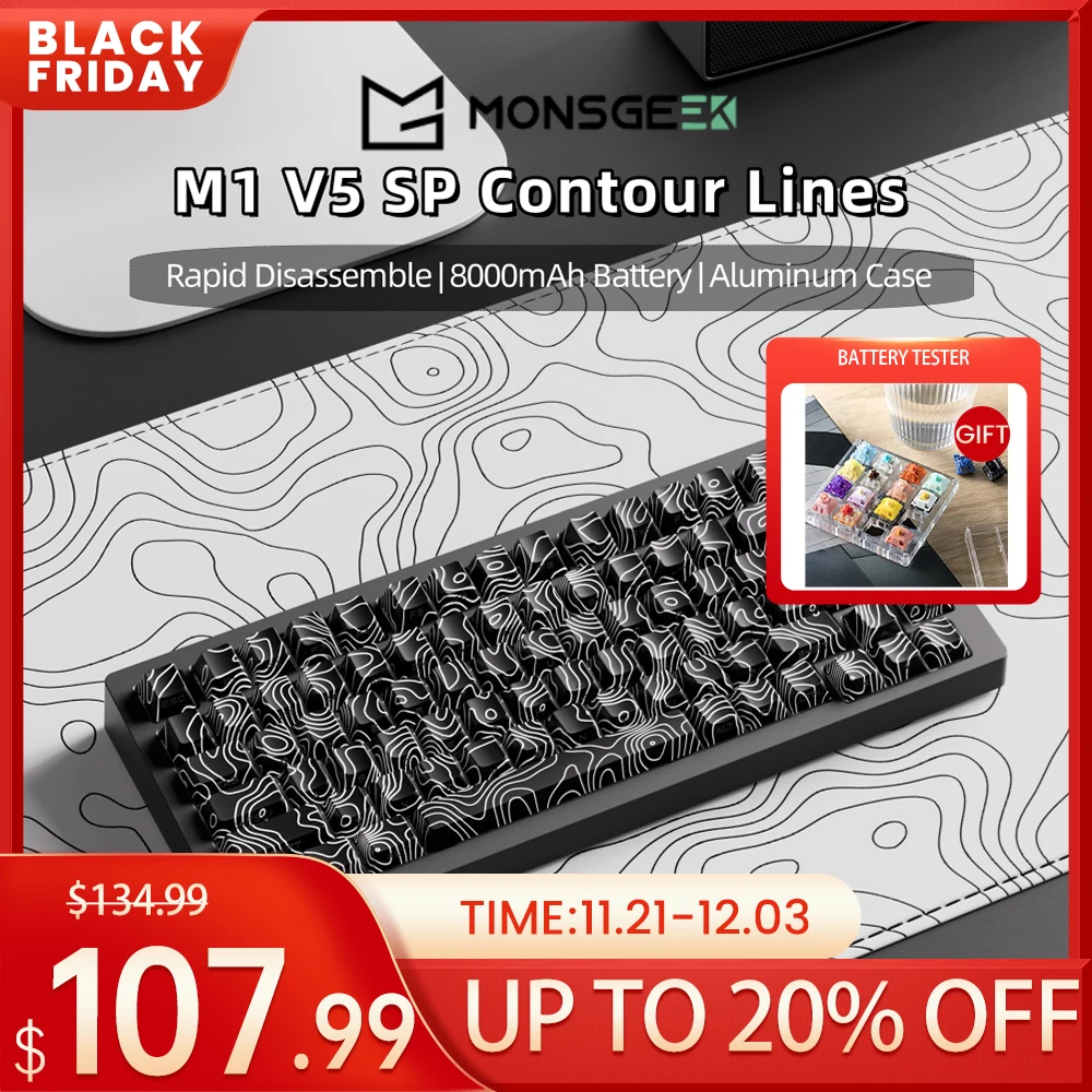 Akko MonsGeek M1 V5 SP Contour Lines Tri-mode Mechanical Keyboard 75% 3/5 Pins Customized Hot Swap RGB Rapid Disassemble Gasket