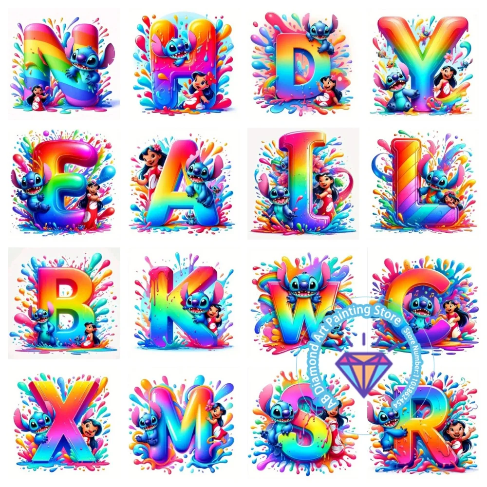 

Lilo And Stitch Letter Cartoon AB Diamond Drawing Kit Square Round Diamond 5D DIY Mosaic Handmade Art Exquisite Gift Home Decor