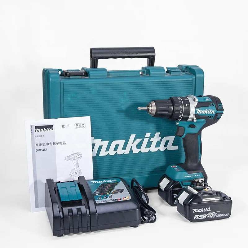 Original Makita Brushless Stronger Power Drill Machine DDF484 Industrial Grade 18V Lithium Hand Drill Driver Screwdriver