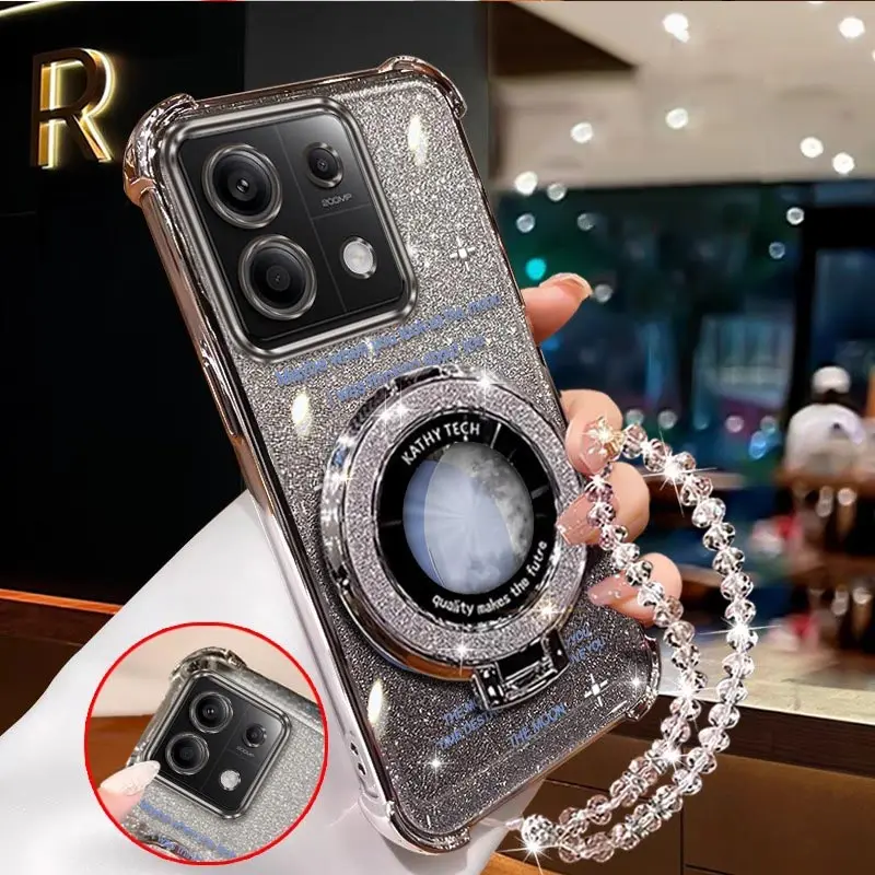 

Чехол-держатель браслета X6 с круглым лунным покрытием для Xiaomi Poco X6 X3Pro X3NFC C75 C65 C55 C40 M6 M6Por M5S M3Por M2 Cover