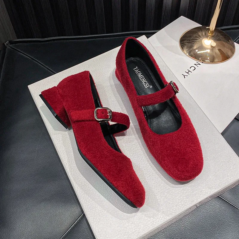 

Women Shoes Modern Pumps Woolen Fabric High Heel Shoes Girl Fashion Dress Shoes
