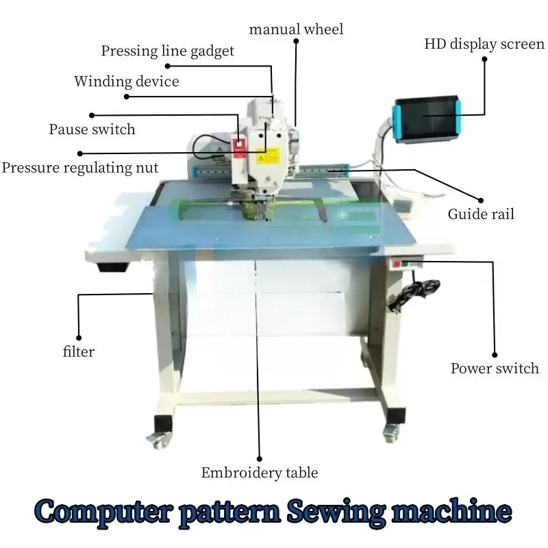 Electronic programmable computer pattern leather notebook sewing machine