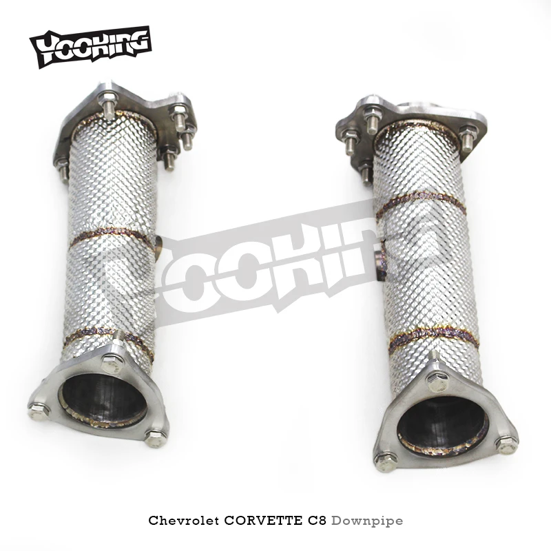 Tubo de escape reto oem para chevrolet corvette c8 2019-2023 tubo de escape de aço inoxidável com escudo térmico tubo de escape de corrida